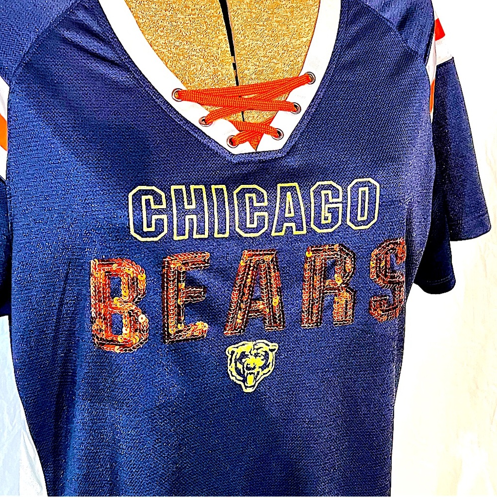 XXL Ladies Jersey Chicago Bears NFL Football Team Apparel *Laces & Sequins Bling